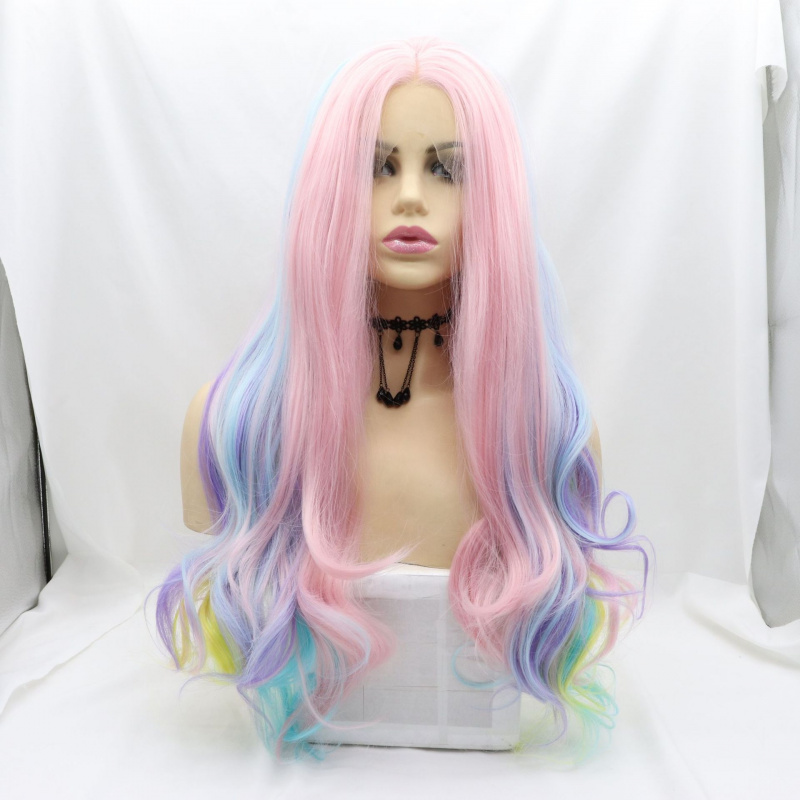 Wig Fiber Net - Peruca sintética de Halloween com frente