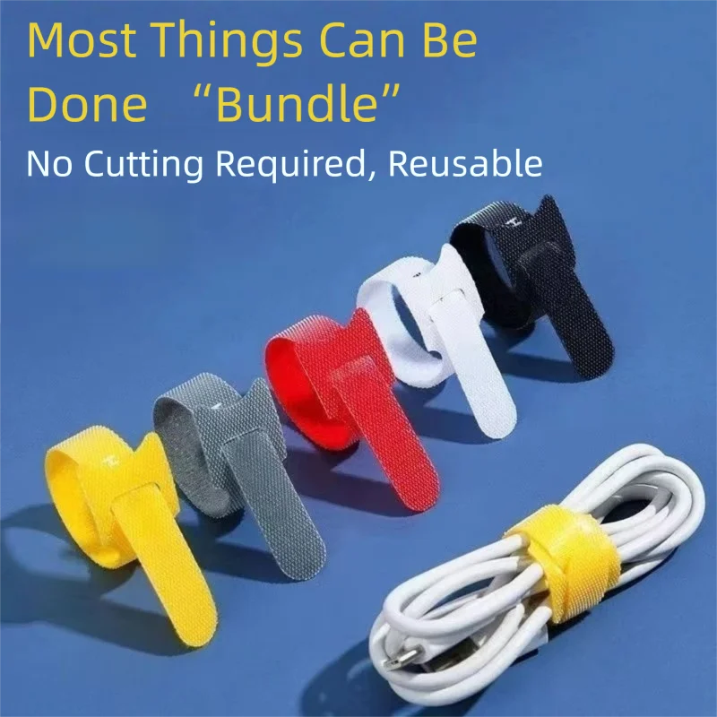 Velcro Hook Loop - Organizador de cabos reutilizável sem cortes,