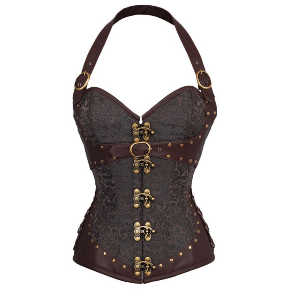 Boning Corset Steel - Corset Halter Gótico Retrô Feminino com