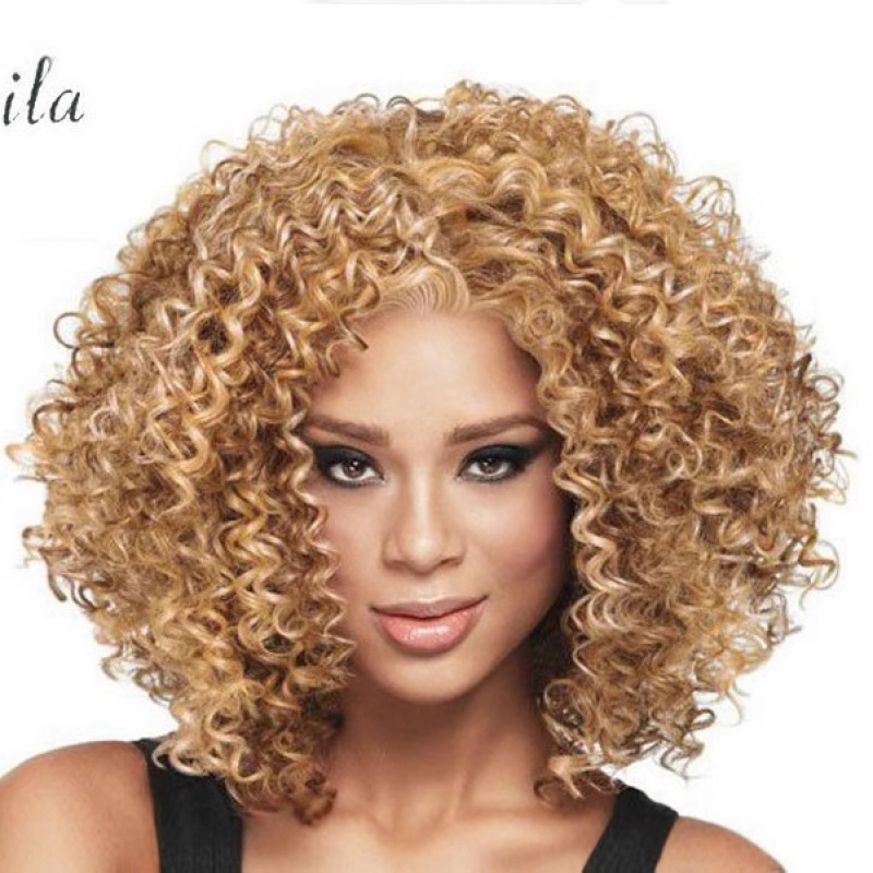 Perucas curtas cacheadas europ - Wig Fiber Net avaliação e preço