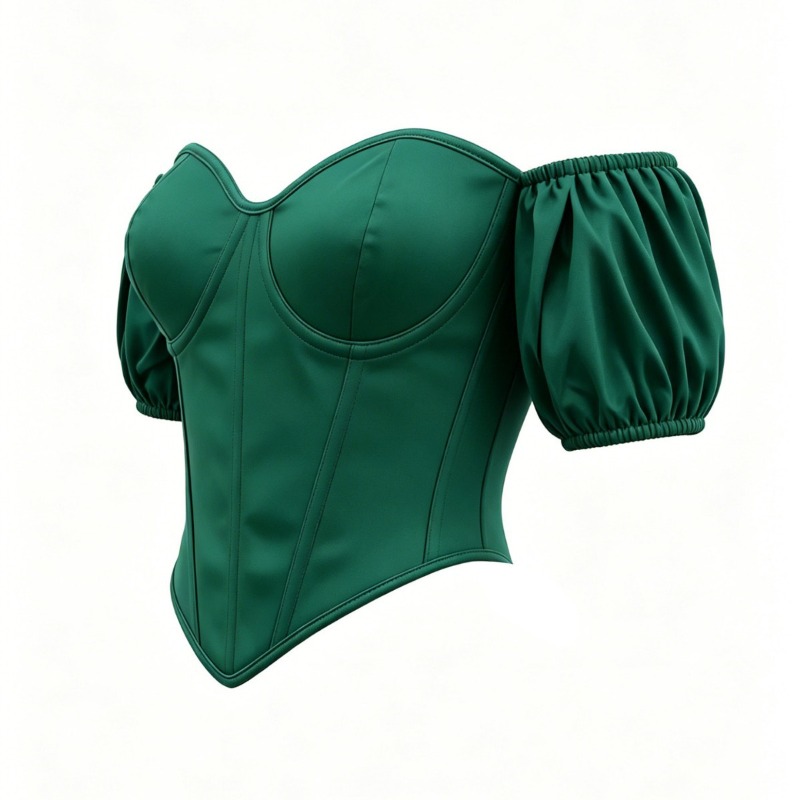 Top Corset Verde Sexy em Cetim - Boning Corset Steel avaliação e preço