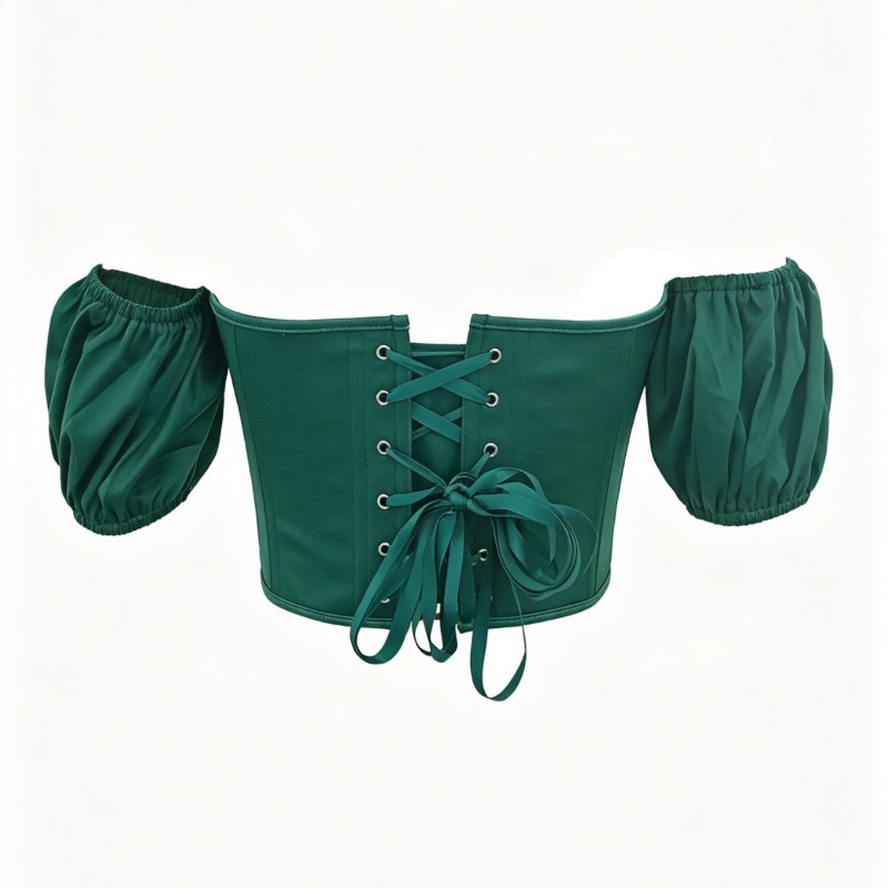 Top Corset Verde Sexy em Cetim - Boning Corset Steel avaliação e preço