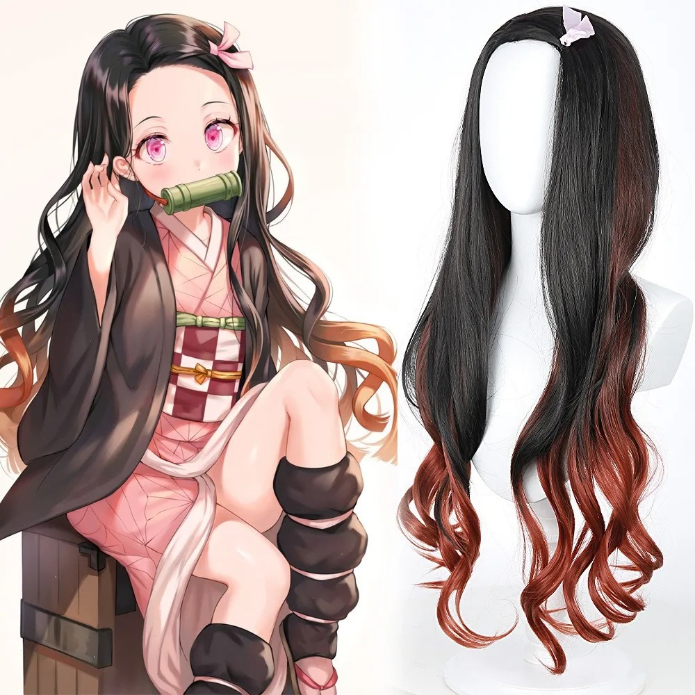 Peruca de Cosplay Nezuko com C - Wig Fiber Net avaliação e preço